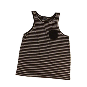 Large Men's Burnside Tank Top Black & White & brown